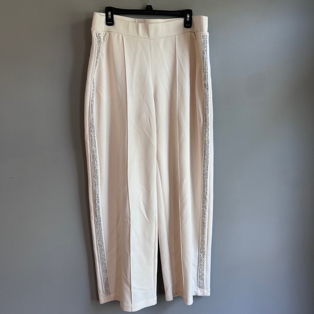 Chicos Studded Wide Leg Pants Off White Size 3 Regular XL 16 18